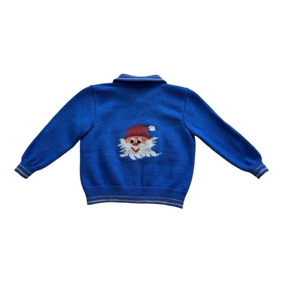 Handmade Cardigan Children’s Sweater Long Sleeves Button Front Knit Blue Size 3 - Picture 2 of 8